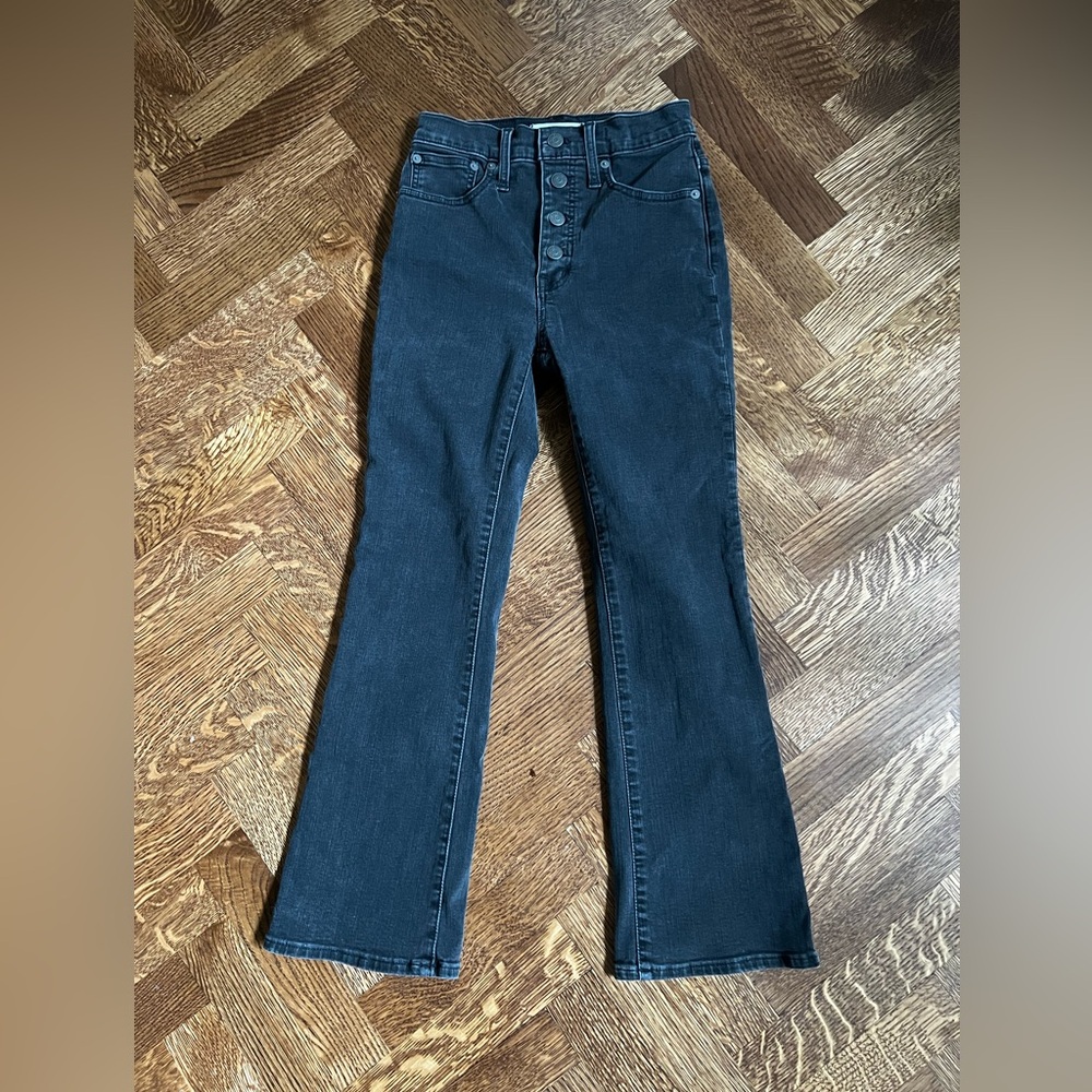 MADEWELL Cali Demi Boot Cut Black Jeans High Rise Button Fly Retro Denim Y2K 24